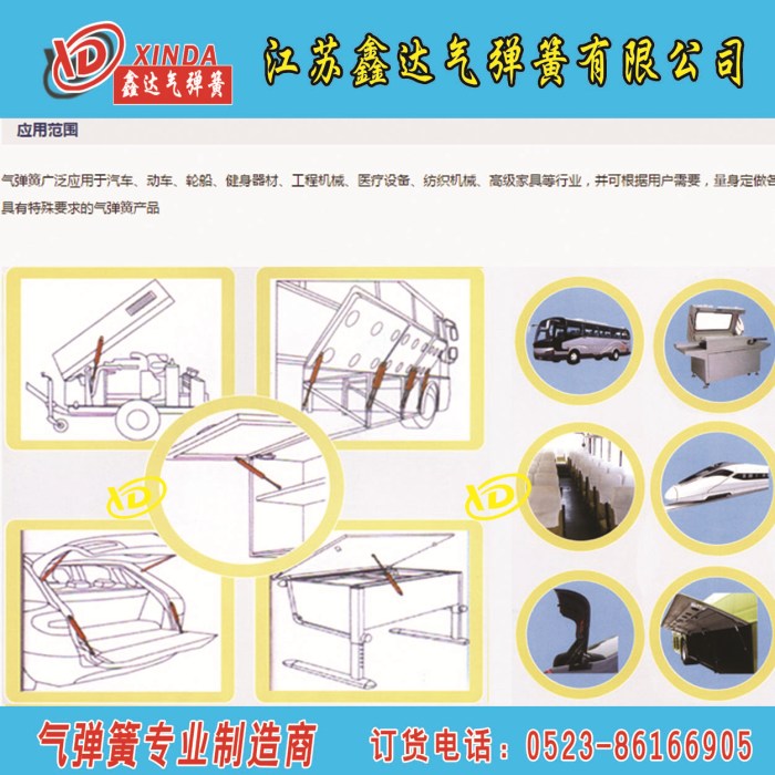 氣彈簧應用范圍
